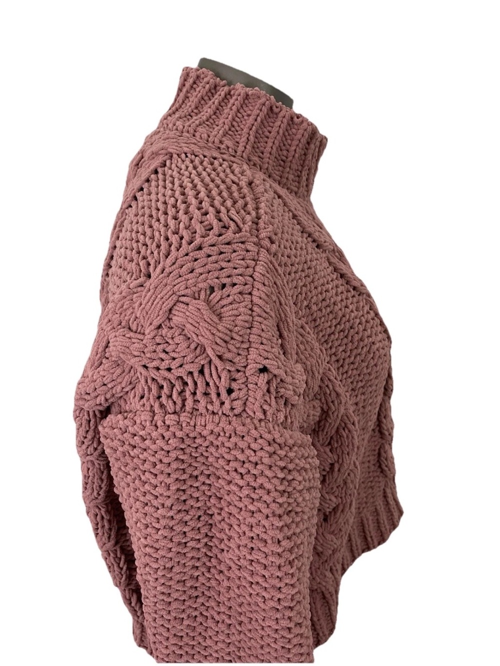 Altar'd State Dusty Rose Cropped Cable Turtleneck Sweater - Picture 6 of 8